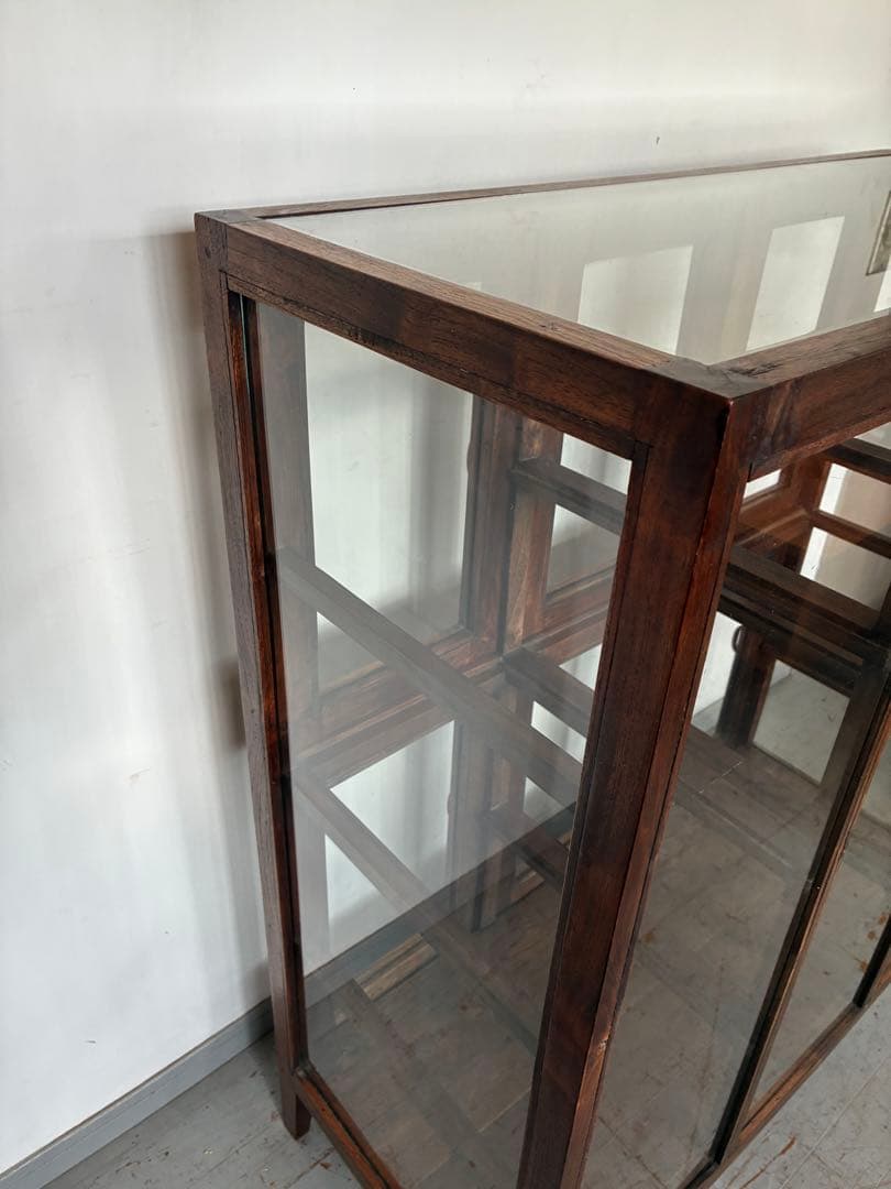 チーク総無垢 ガラスパンケース6枚扉　ショーケース 店舗什器 ガラスケース