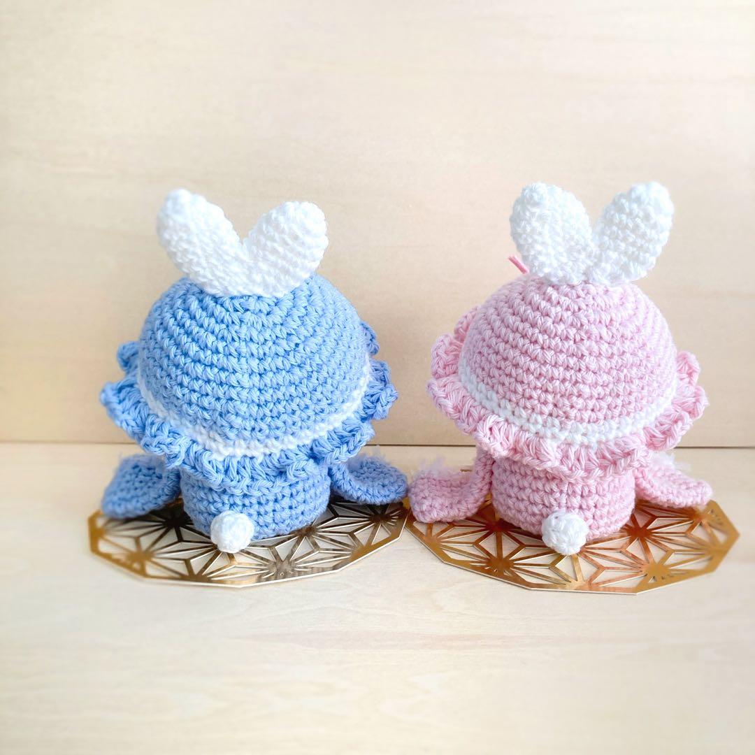 【D】ひな祭り お雛様 うさぎ あみぐるみ ボンネット ベビーキャップ