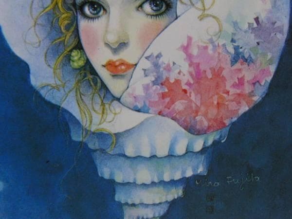 藤田ミラノ、四季の少女シリーズ・夏、希少画集画、新品高級額、額装付