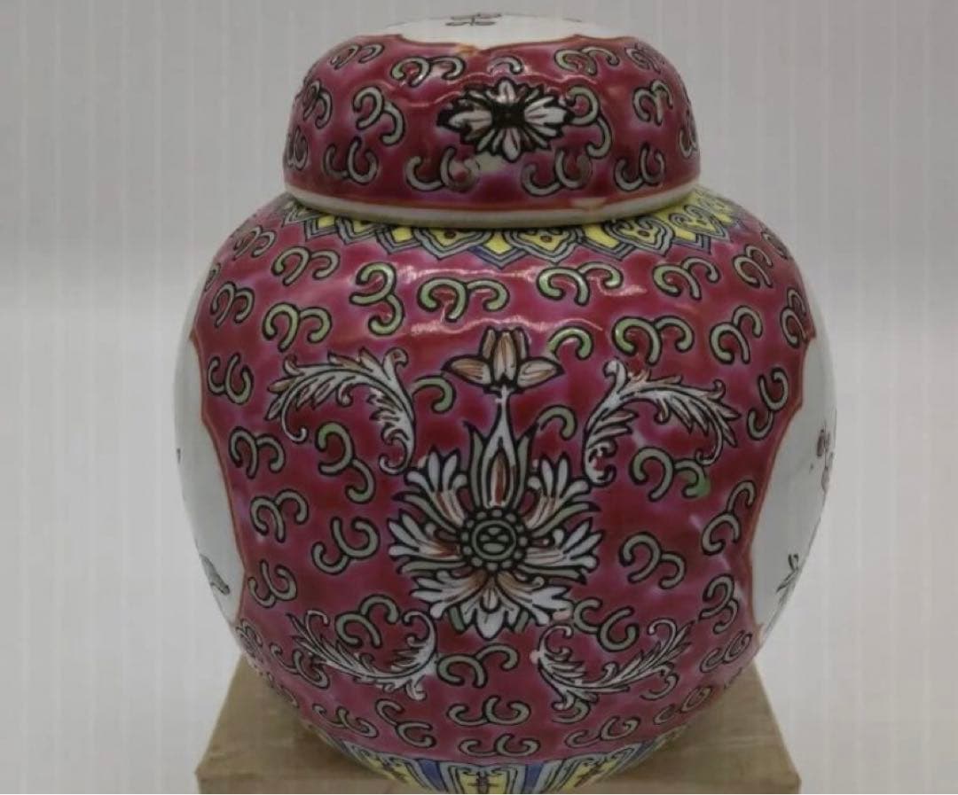 中国美術  景德鎮  茶入  煎茶道具  粉彩  色絵　茶壺