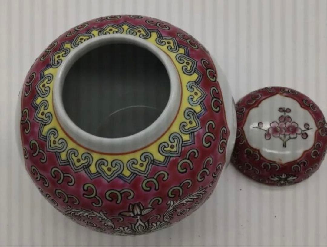 中国美術  景德鎮  茶入  煎茶道具  粉彩  色絵　茶壺