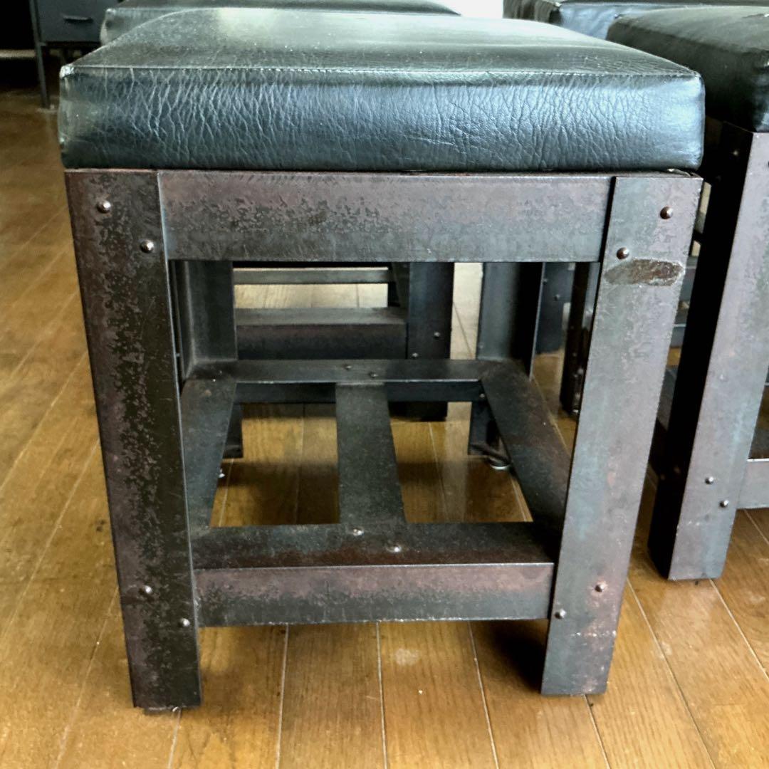 一脚 特注 IDEE IRON STOOL レザー レザー アイアン 椅子