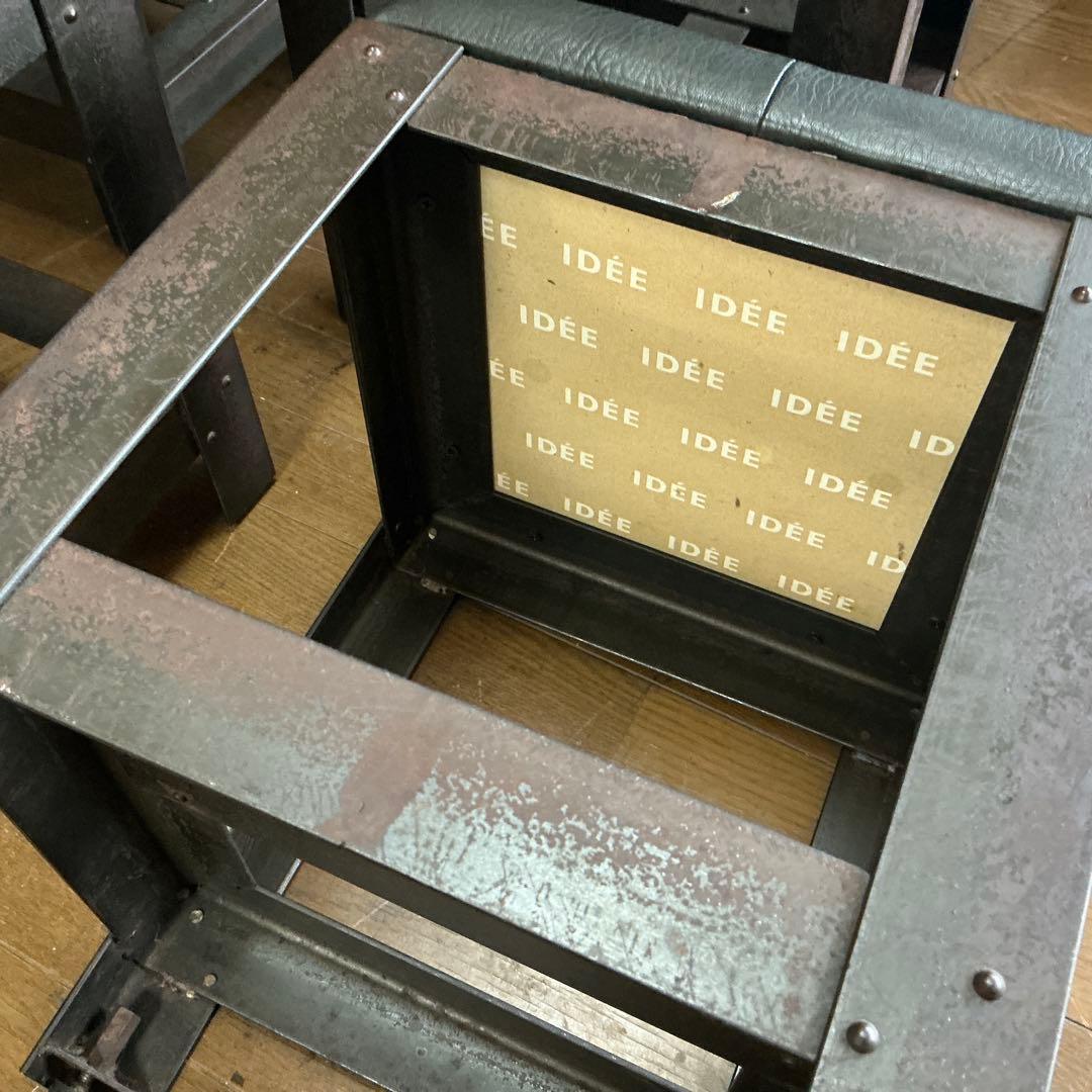 一脚 特注 IDEE IRON STOOL レザー レザー アイアン 椅子