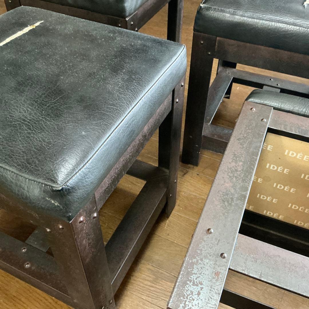 一脚 特注 IDEE IRON STOOL レザー レザー アイアン 椅子