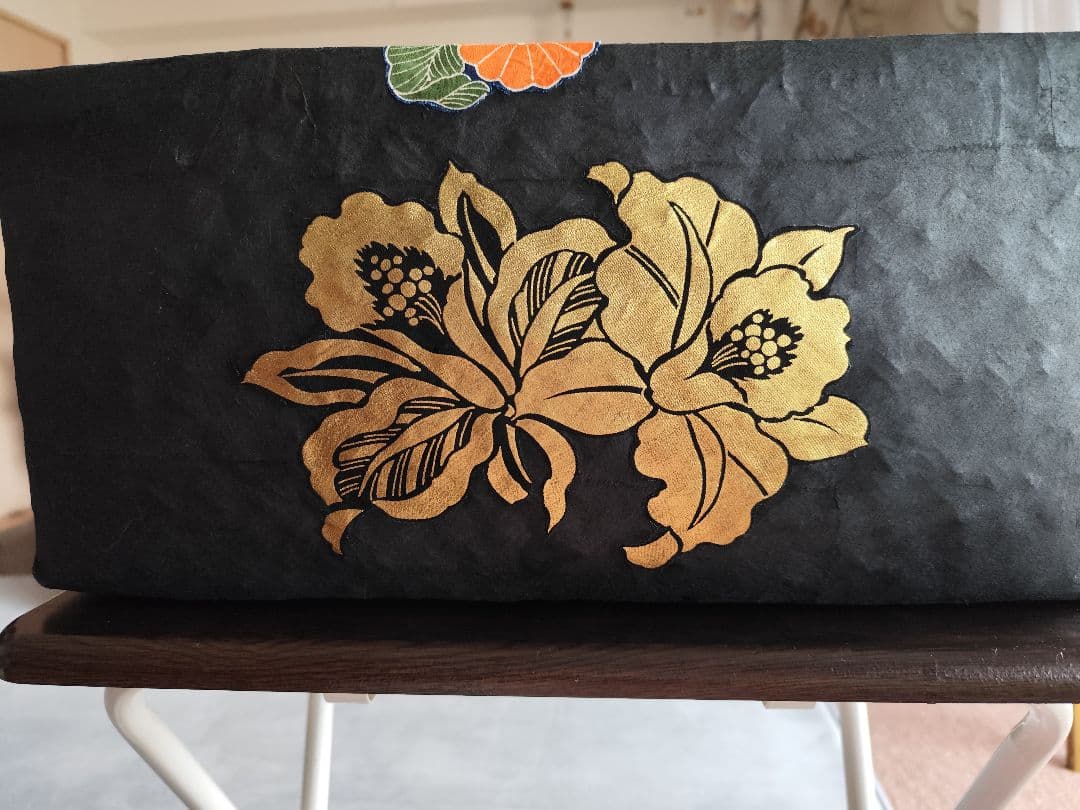 一閑張り籠　猫　花柄　柳行李