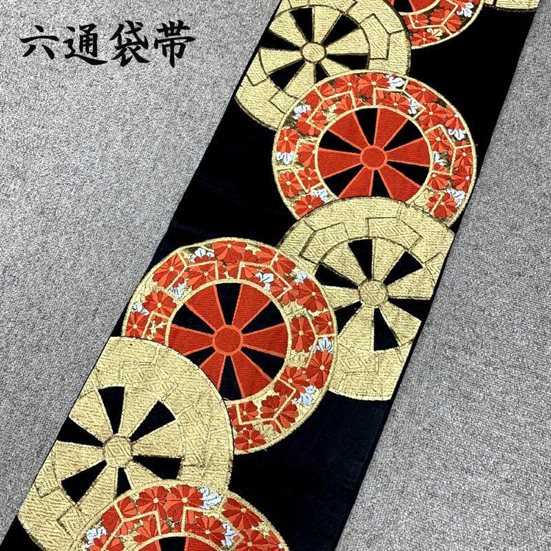 508ag74□七五三 七歳 女児 着物&六通袋帯 絞染め 花丸文□状態良好