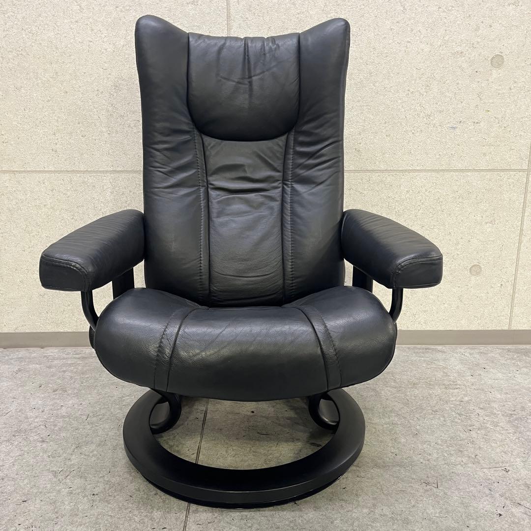 エコーネス ストレスレスチェア＆オットマン Sサイズ ウイング クラシック 黒革