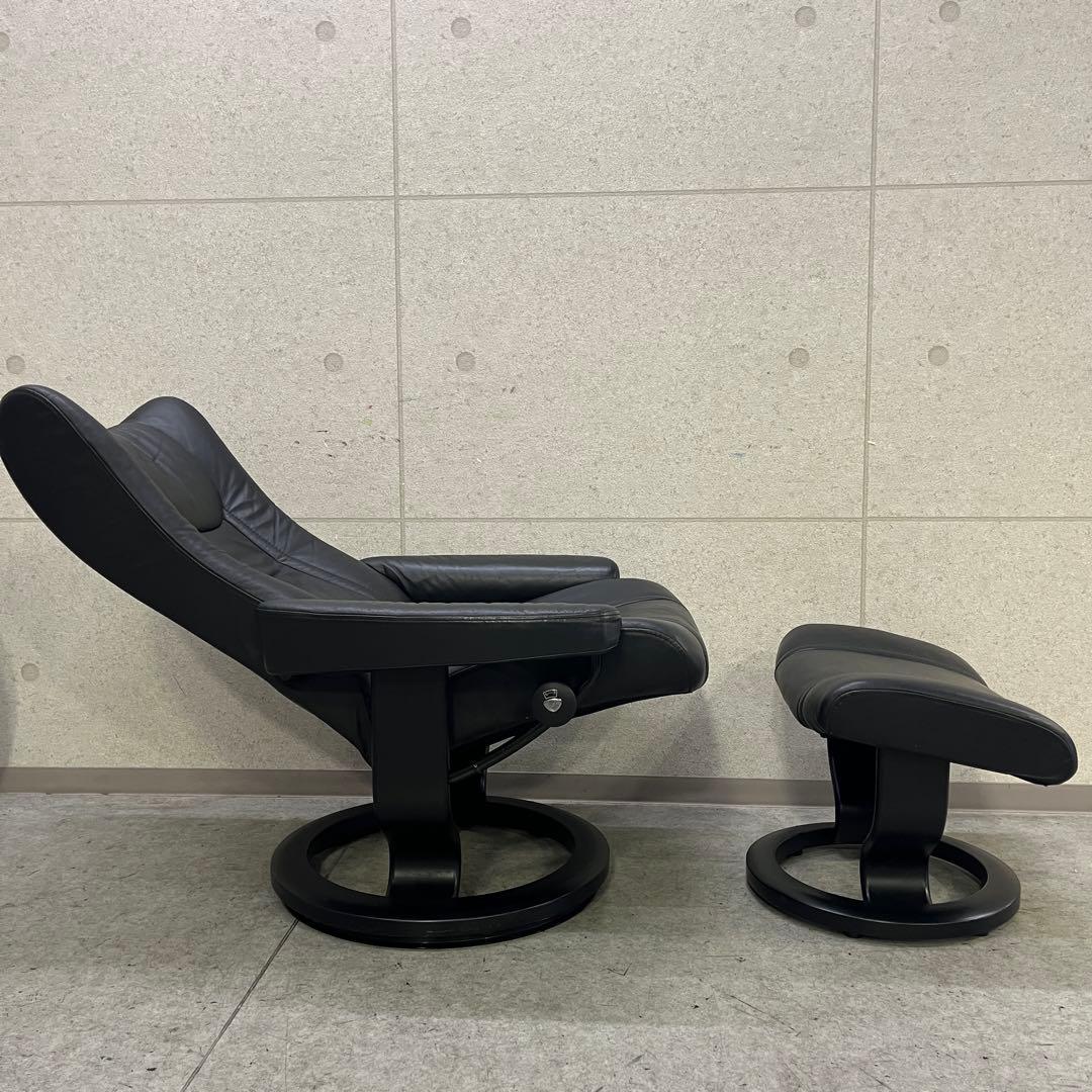 エコーネス ストレスレスチェア＆オットマン Sサイズ ウイング クラシック 黒革