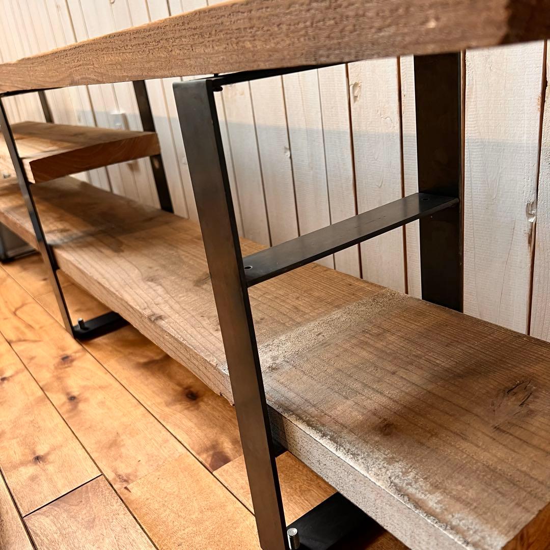 足場板 テレビ台 アイアン脚 W160cm 【送料¥8,600込み】