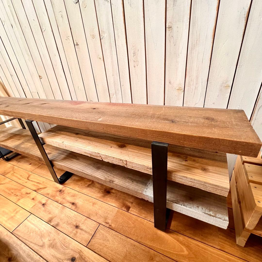 足場板 テレビ台 アイアン脚 W160cm 【送料¥8,600込み】