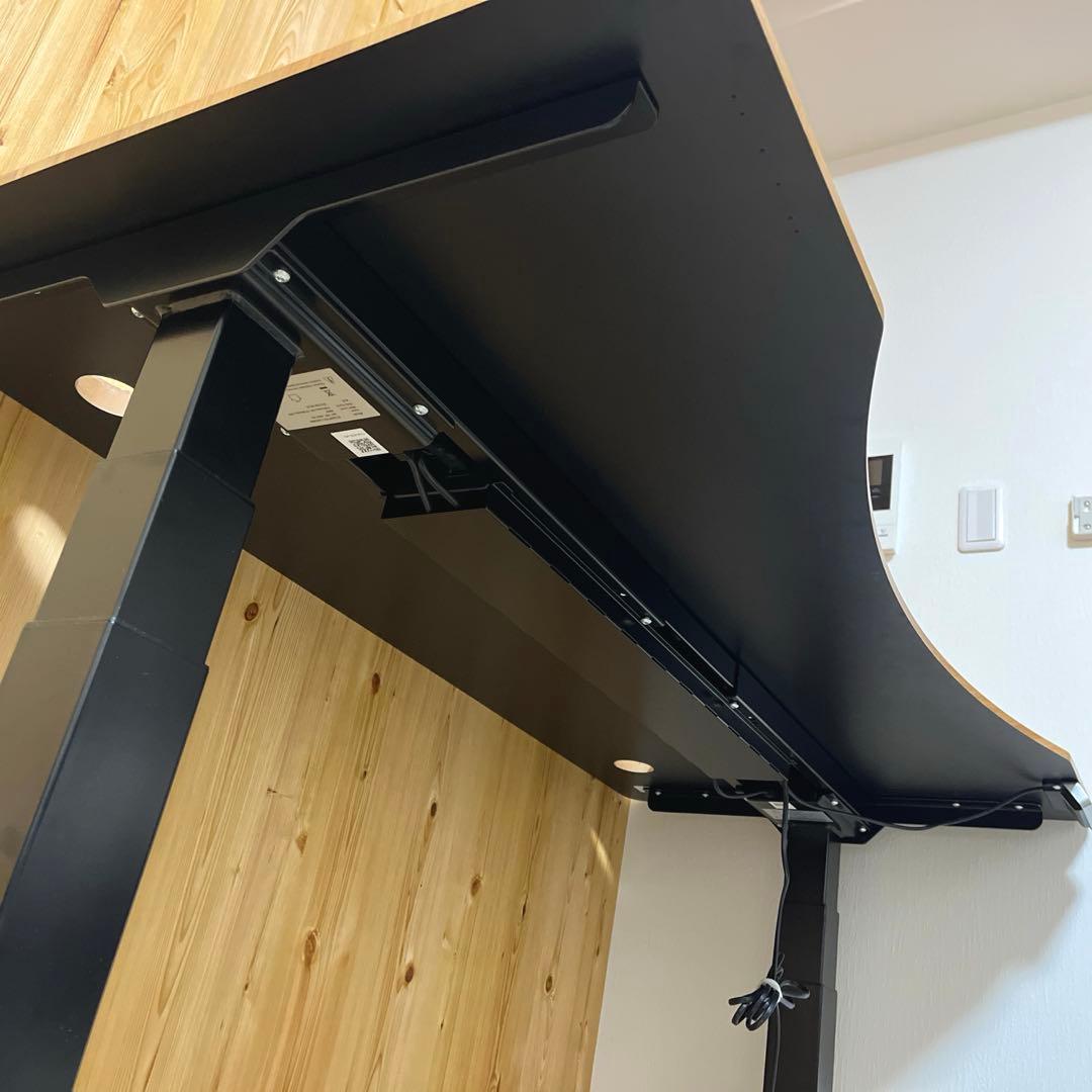 Flexispot E7 電動式昇降デスク (ブラック脚+カーブ型天板ブラウン)