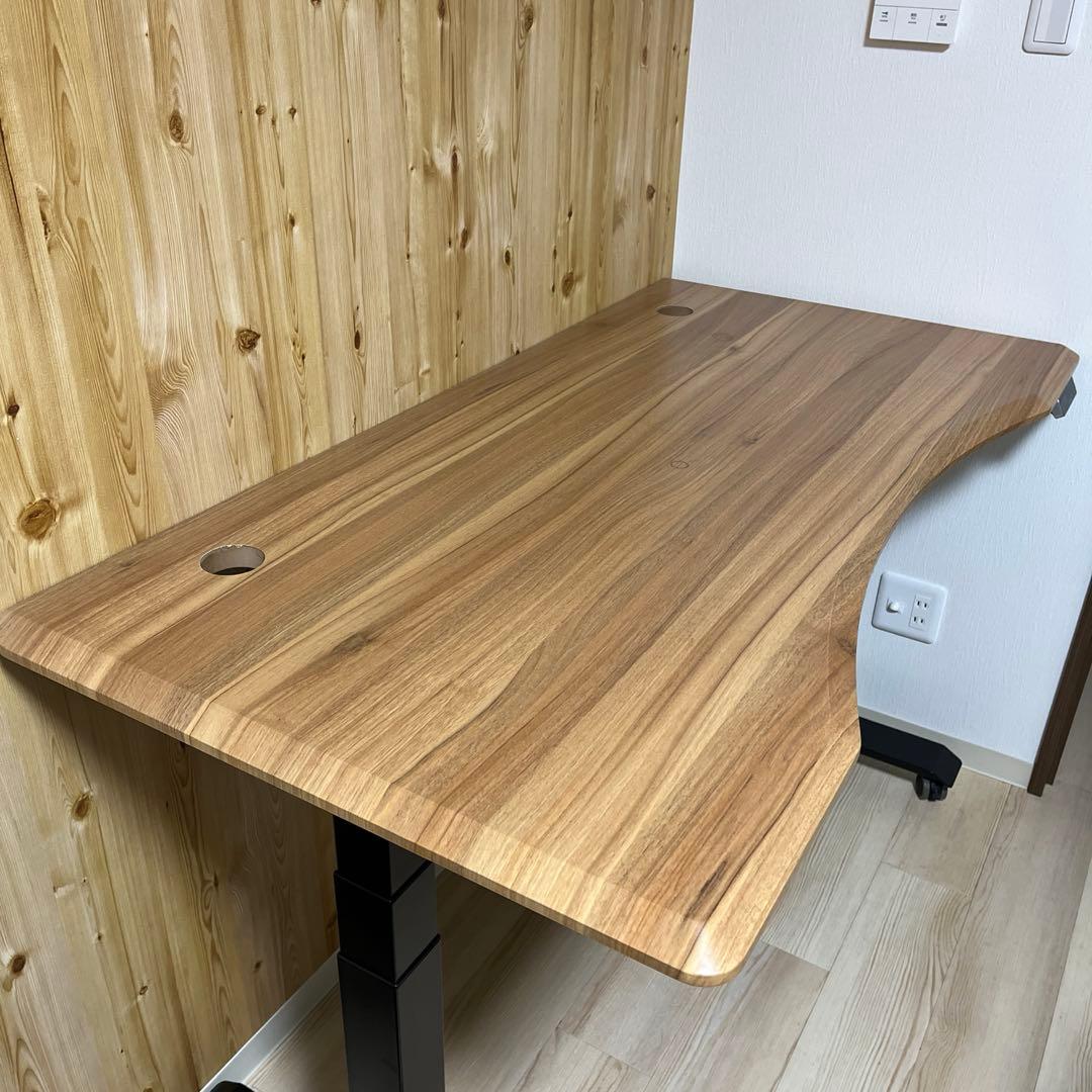 Flexispot E7 電動式昇降デスク (ブラック脚+カーブ型天板ブラウン)