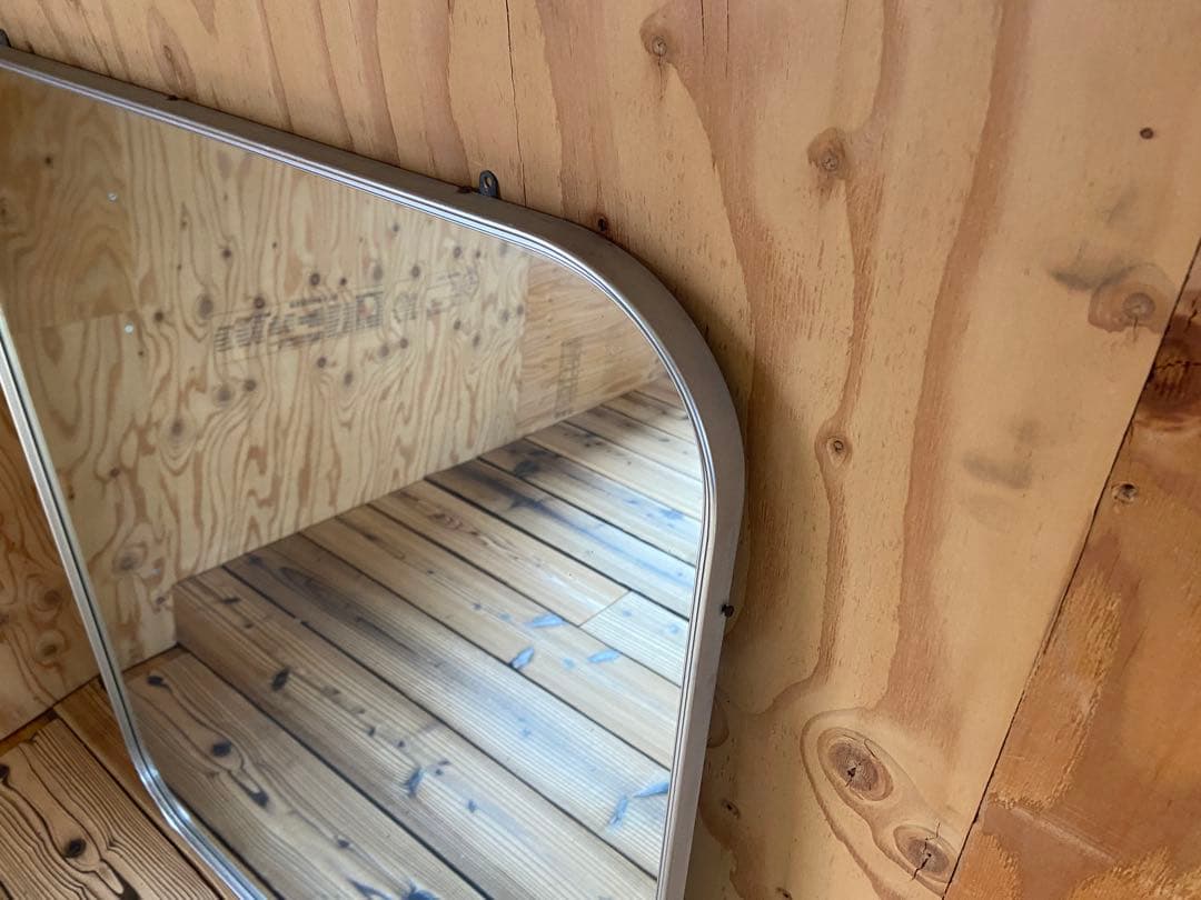 古い鏡ヴィンテージミラーシルバーフレームレトロモダンアンティーク美容室