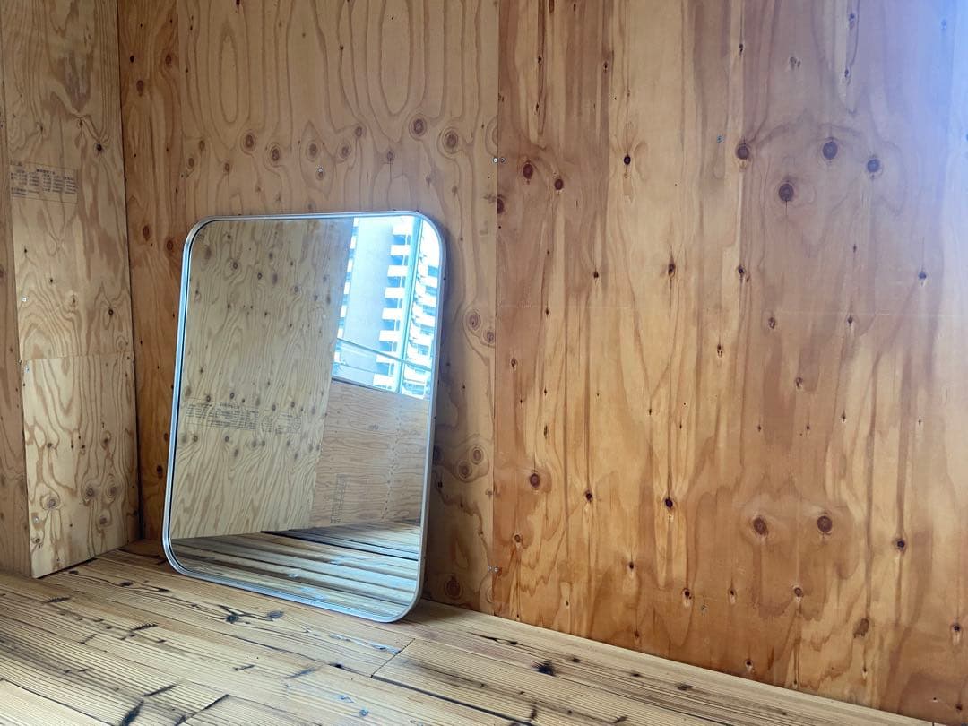 古い鏡ヴィンテージミラーシルバーフレームレトロモダンアンティーク美容室