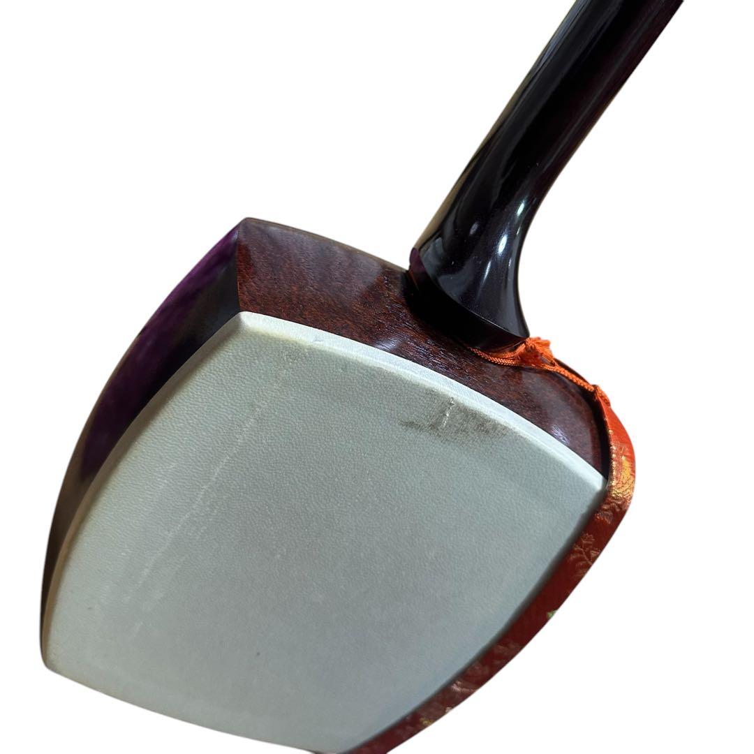 【皮破れあり】津軽三味線　太棹　トチ目　紅木 丸内胴　関屋楽器　ハードケース付