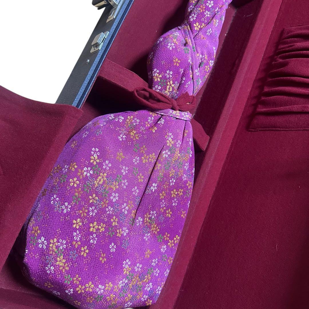 【皮破れあり】津軽三味線　太棹　トチ目　紅木 丸内胴　関屋楽器　ハードケース付