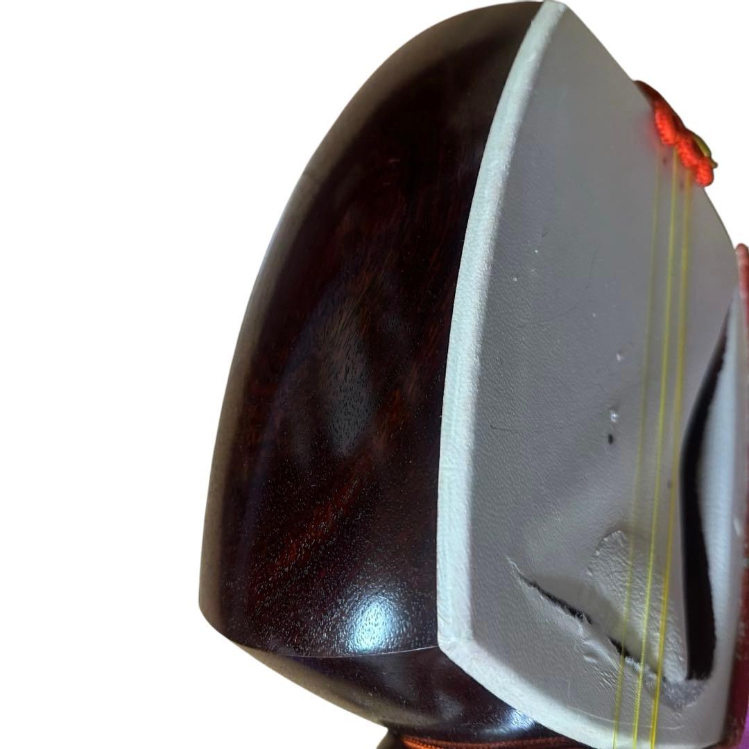 【皮破れあり】津軽三味線　太棹　トチ目　紅木 丸内胴　関屋楽器　ハードケース付