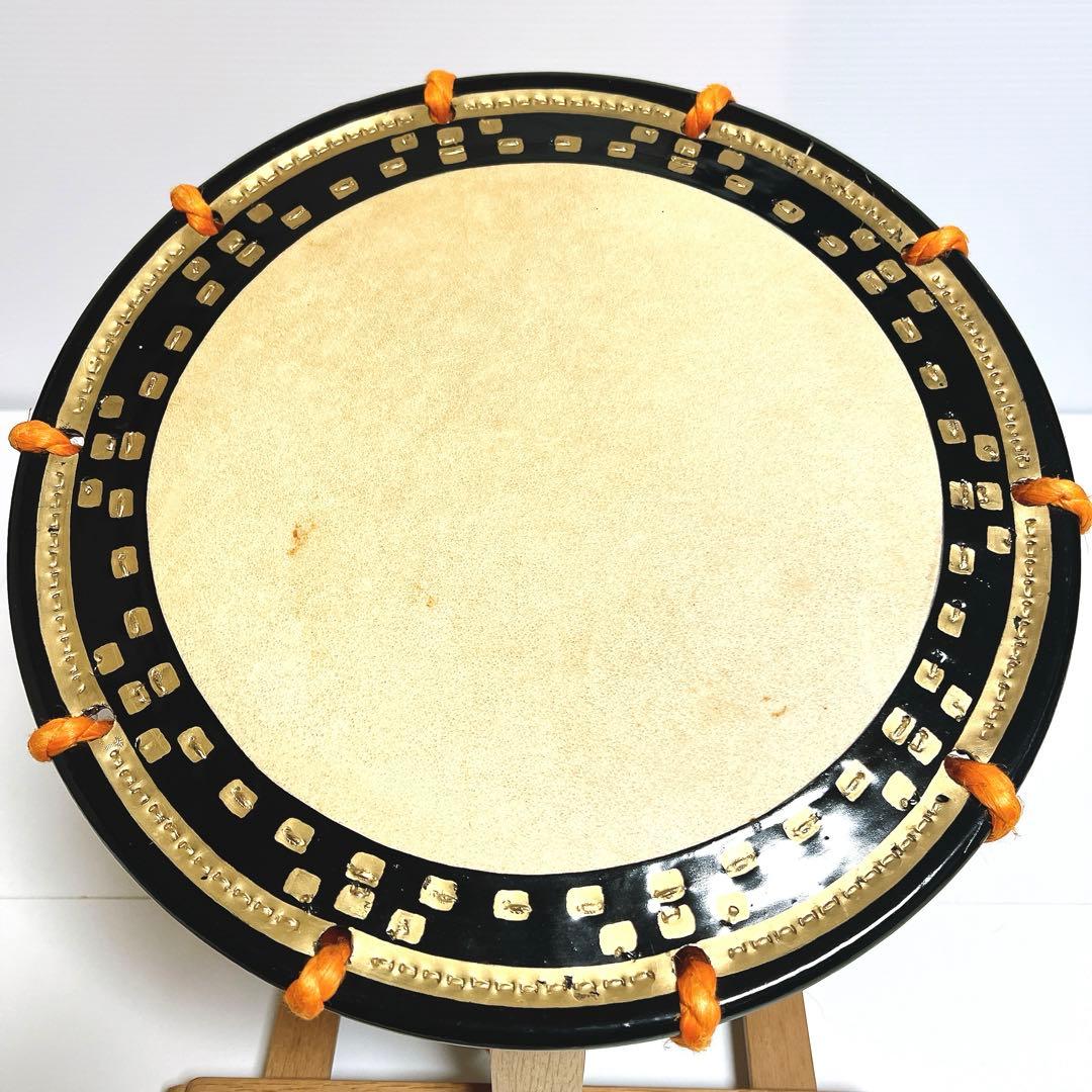 【良品】締め太鼓　和太鼓 35.5cm x 16cm 木製スタンド　金彩　蒔絵