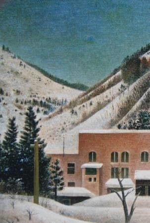 岡鹿之助、【雪の発電所】、希少な大判額装用画集より、美品、日本人