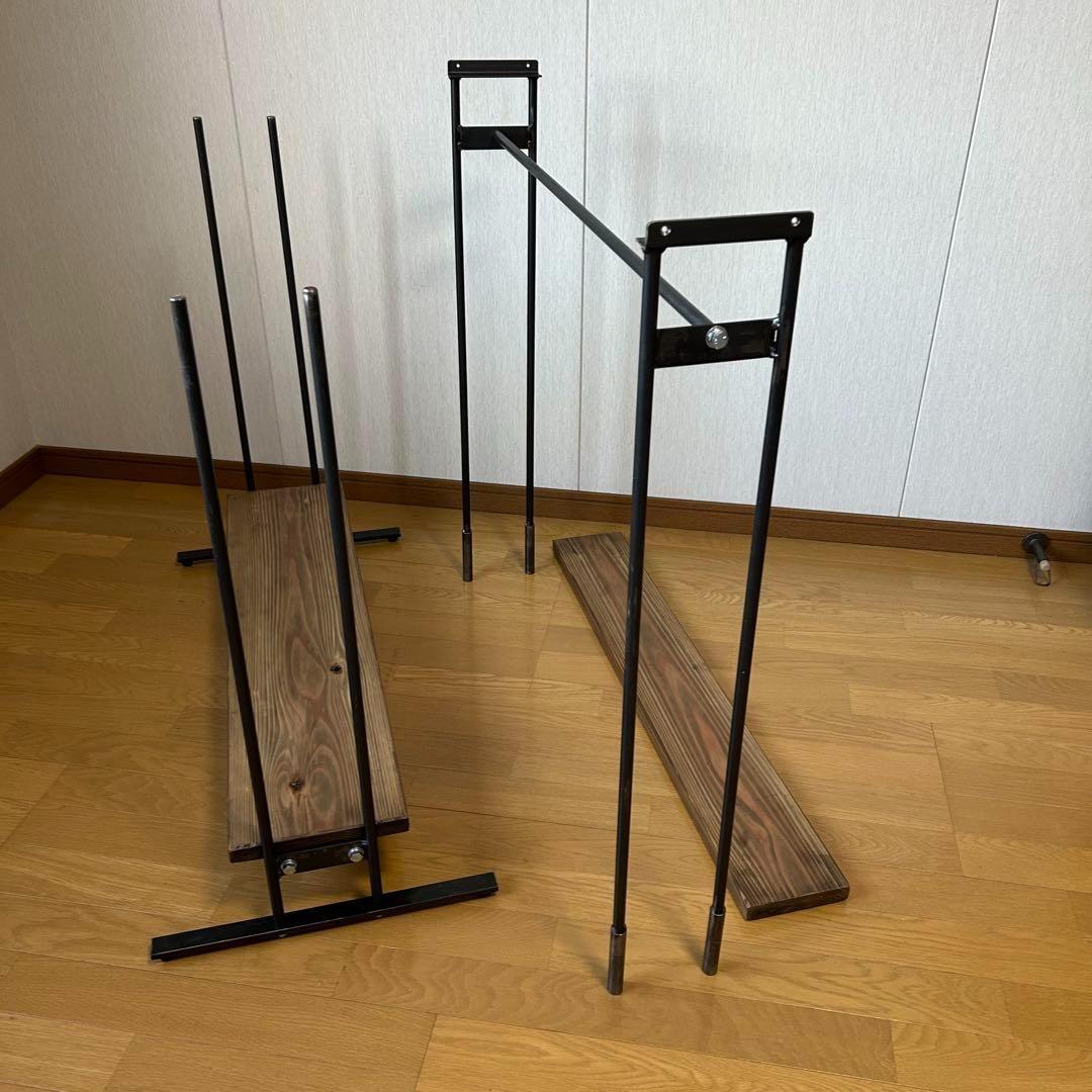 ハンガーラック　コンパクト　アンティーク　ハンドメイド　古材　アイアン家具