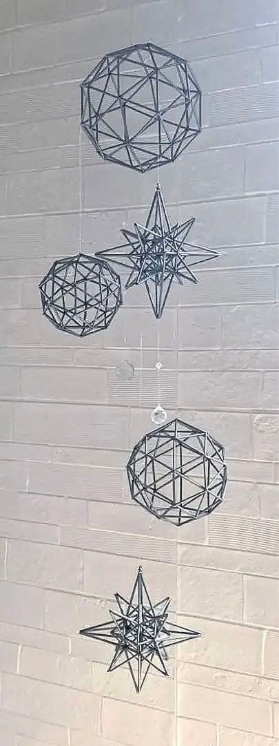 大型ヒンメリ✳︎シルバー ✳︎バブルズ＆シャインスター✳︎ダブルサンキャッチャー