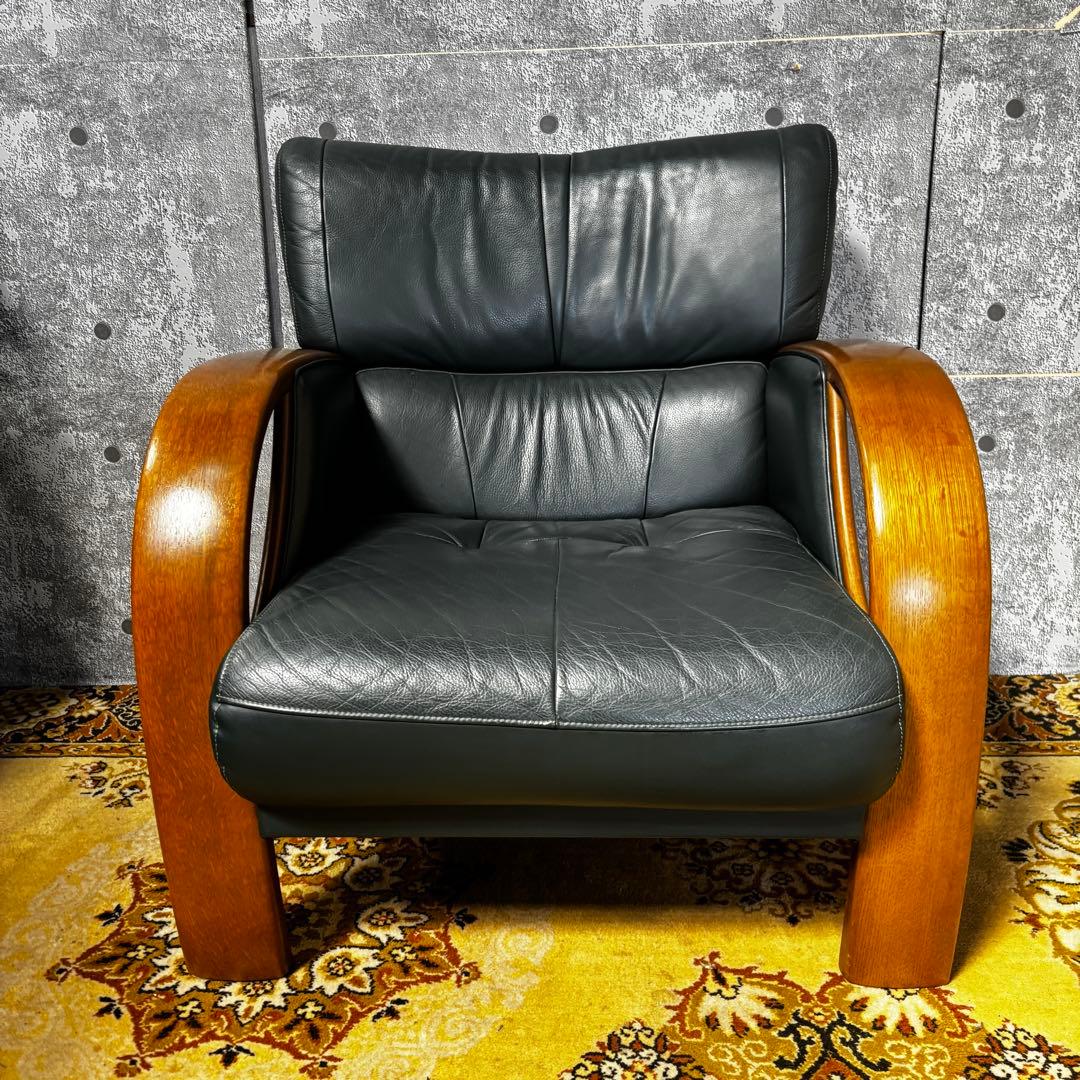 ꧁カリモク家具 karimoku꧂1人掛けアームソファ レザー 革 チェア