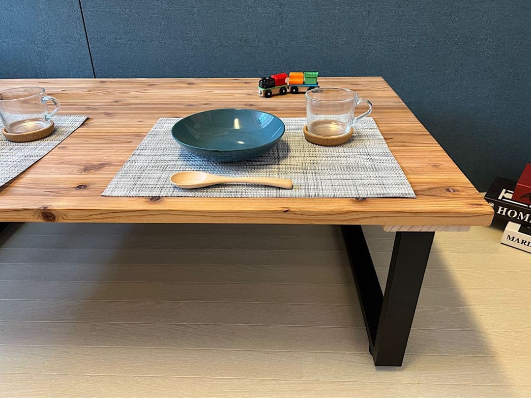 【送料無料】 ローテーブル 長方形 120cm 70cm 杉 アイアン ロ型脚