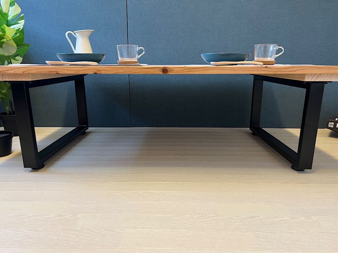 【送料無料】 ローテーブル 長方形 120cm 70cm 杉 アイアン ロ型脚