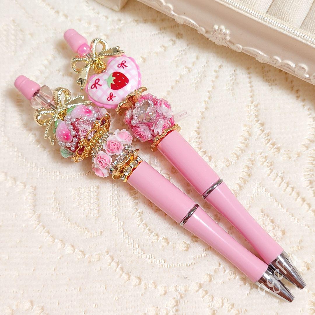 sale‼️N4200 カスタムボールペン ２点セット いちごビーズ 再販なし！
