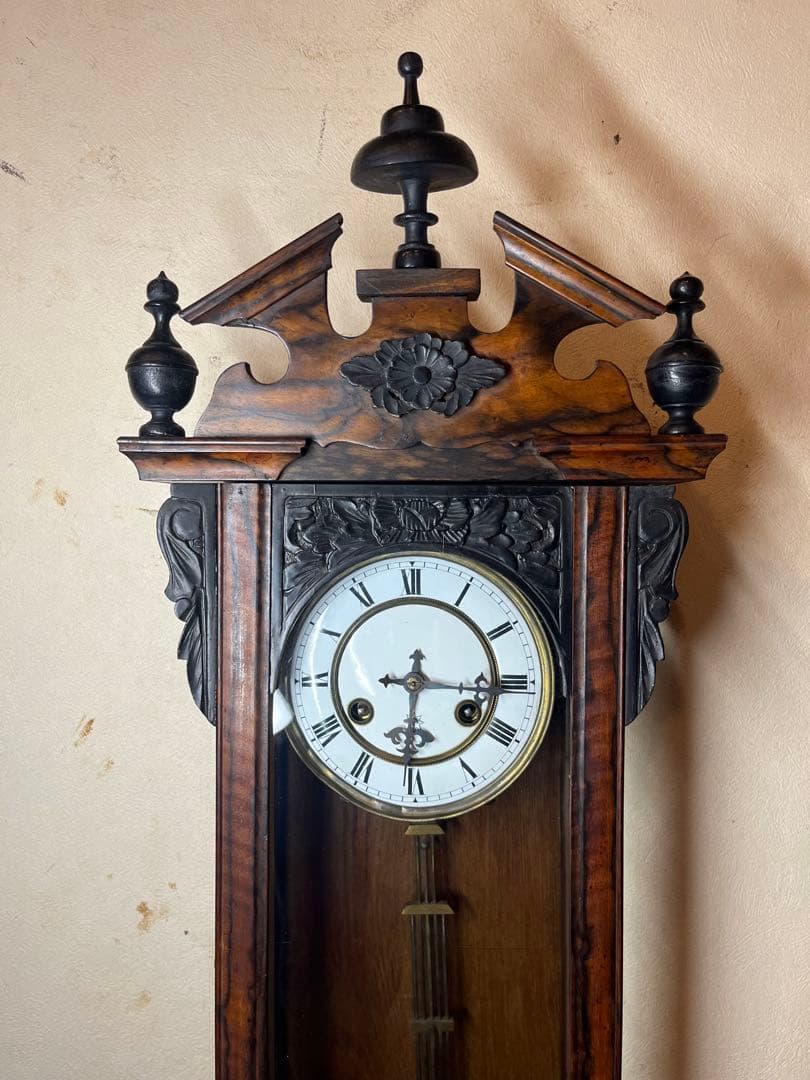 ユンハンス　黒柿　柱時計　古時計　振り子　ボンボン　ゼンマイ　アンティーク