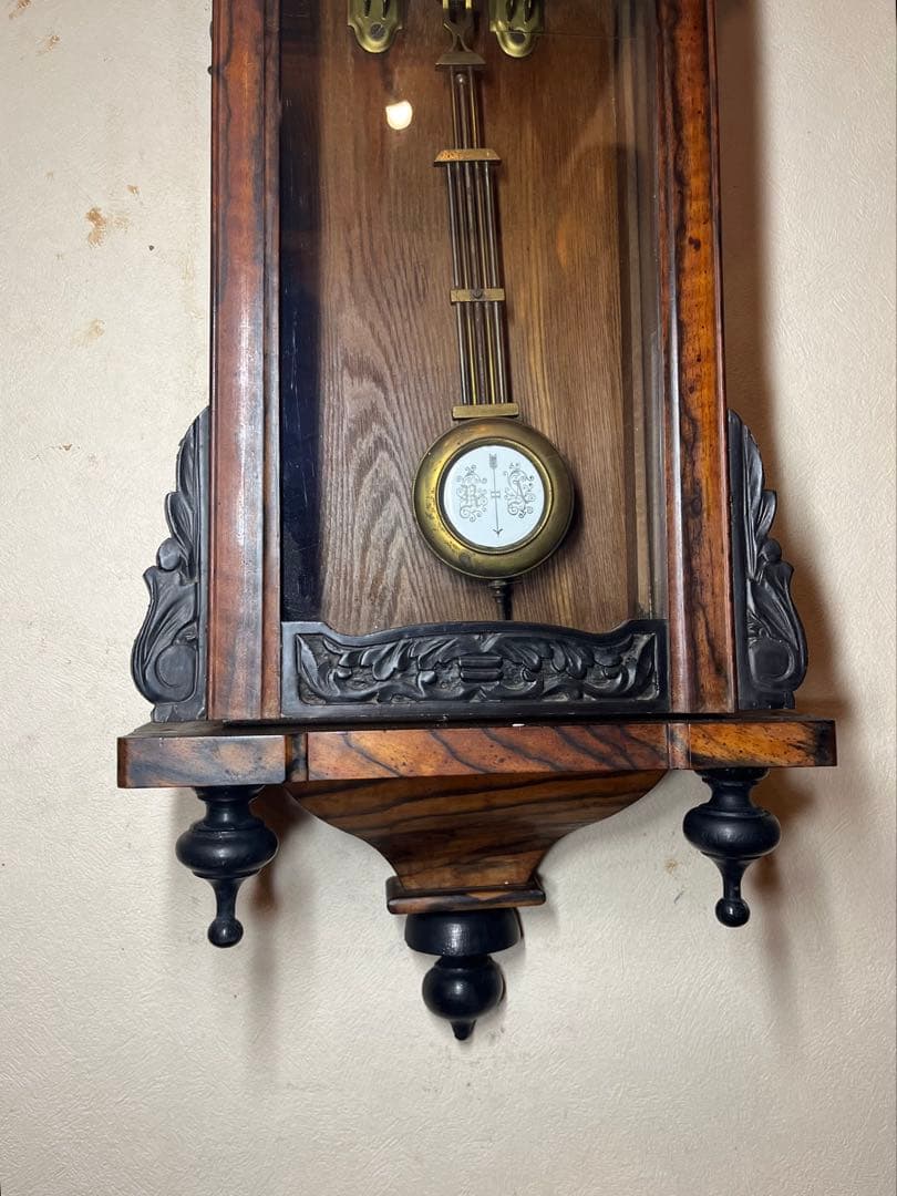 ユンハンス　黒柿　柱時計　古時計　振り子　ボンボン　ゼンマイ　アンティーク
