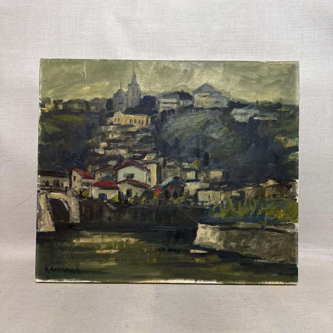 1957年 太平洋画会 北岡数彦 油絵 風景画 真作 アンティーク 絵画