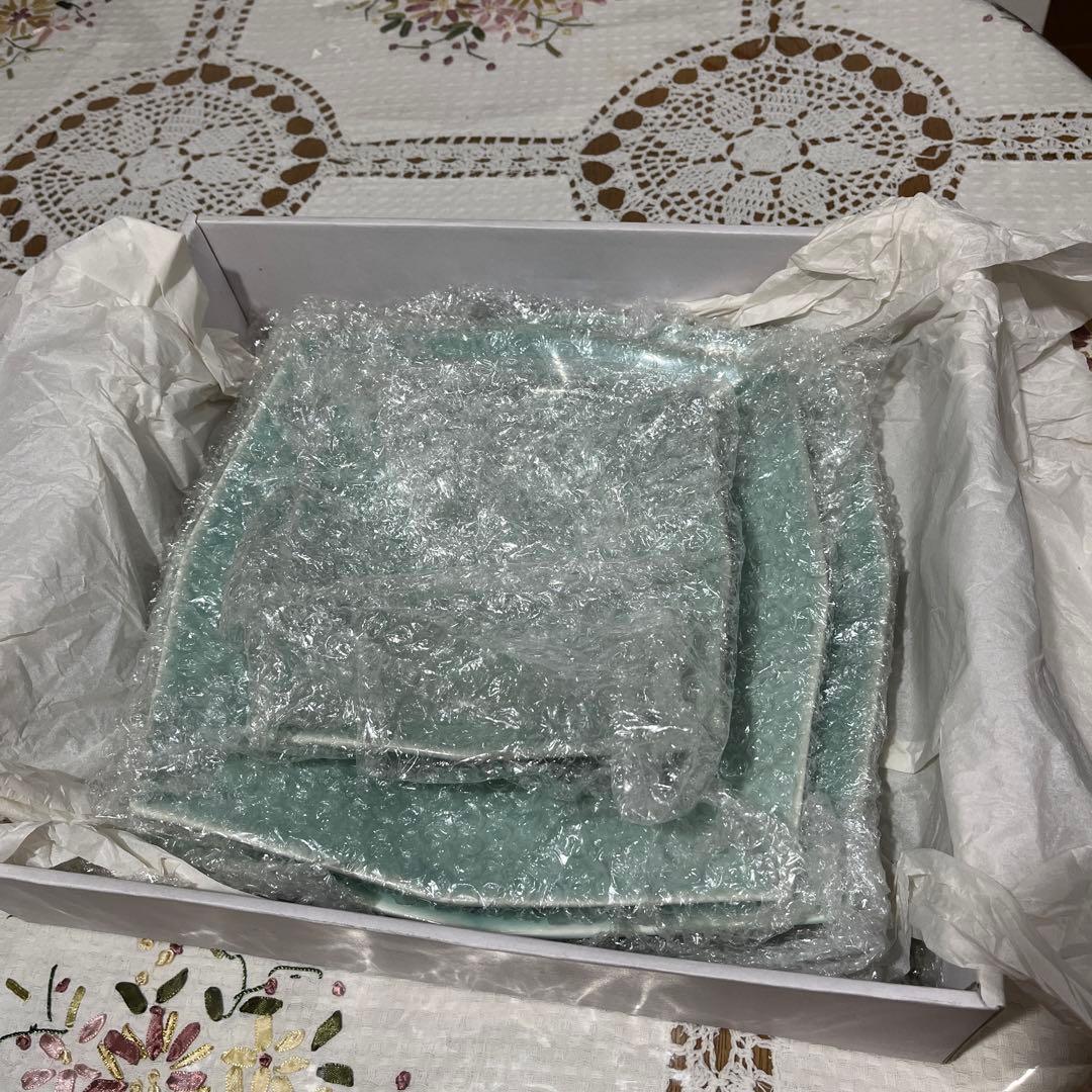 高麗青磁　金福漢作　大中小3枚皿セット