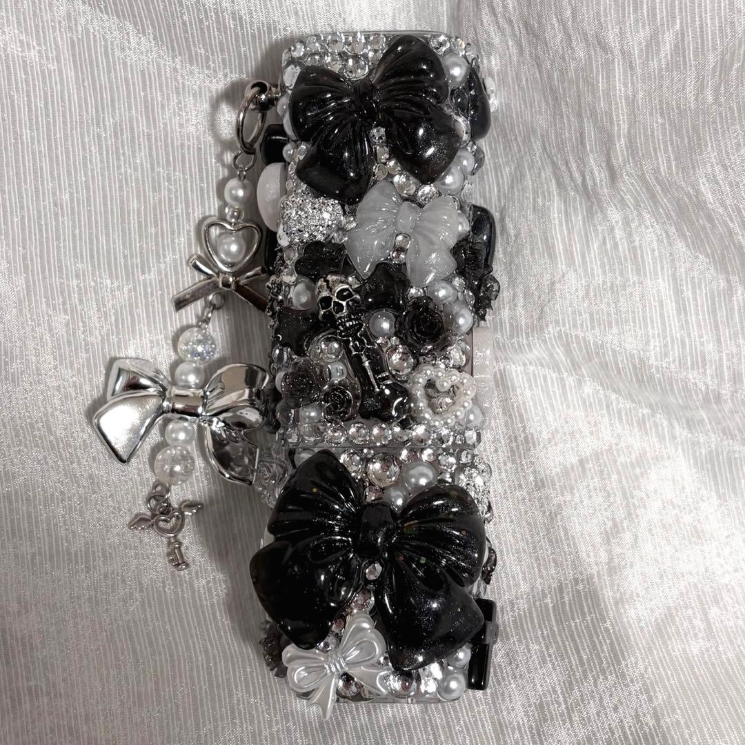 iQOSイルマワンケース デコケース 黒 赤地雷系 ゴスロリ パンク ギャル