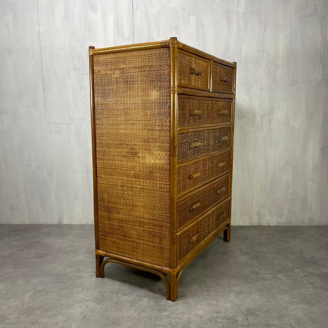 ヴィンテージ ラタンチェスト 7杯 籐家具 収納 ナチュラル レトロ ビンテージ