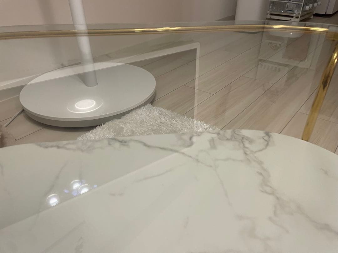 まる　レガート コーヒーテーブル S ゴールド×マーブル （W750）