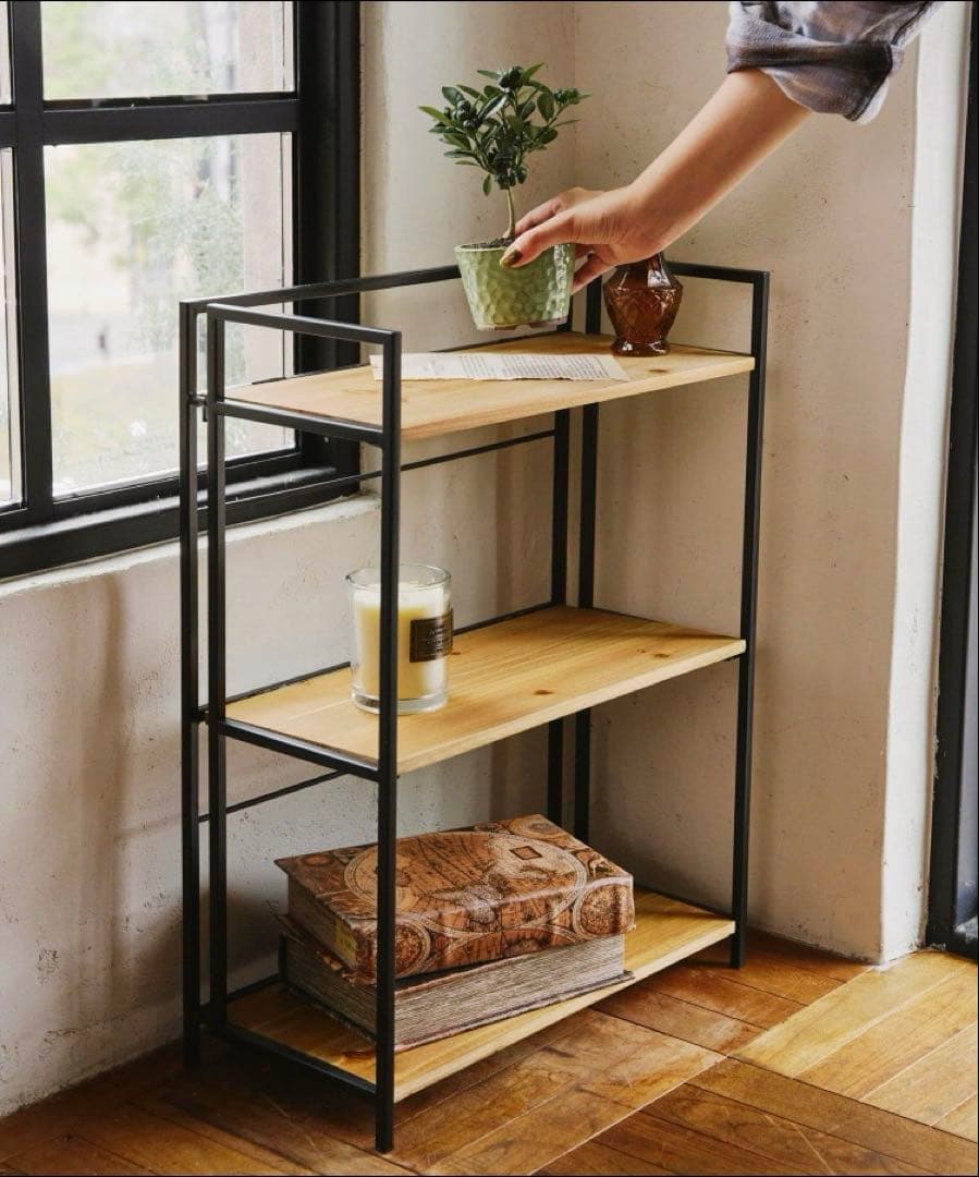 《最終価格》3点セット 木製と金属のオープンシェルフ　福袋