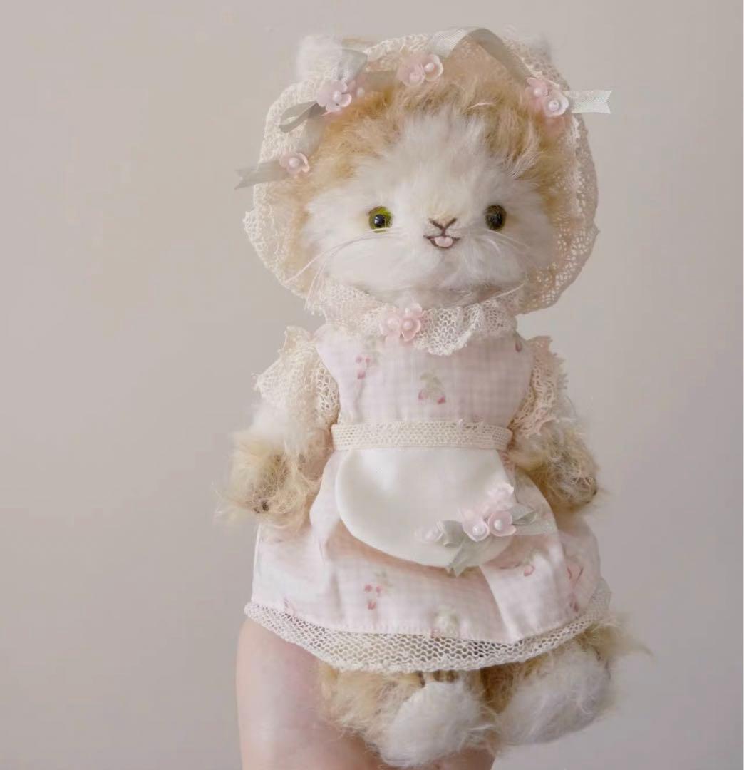 桜と春と仔猫 アーティストベア ぬいぐるみ 海外作家様 ハンドメイド 部屋飾り