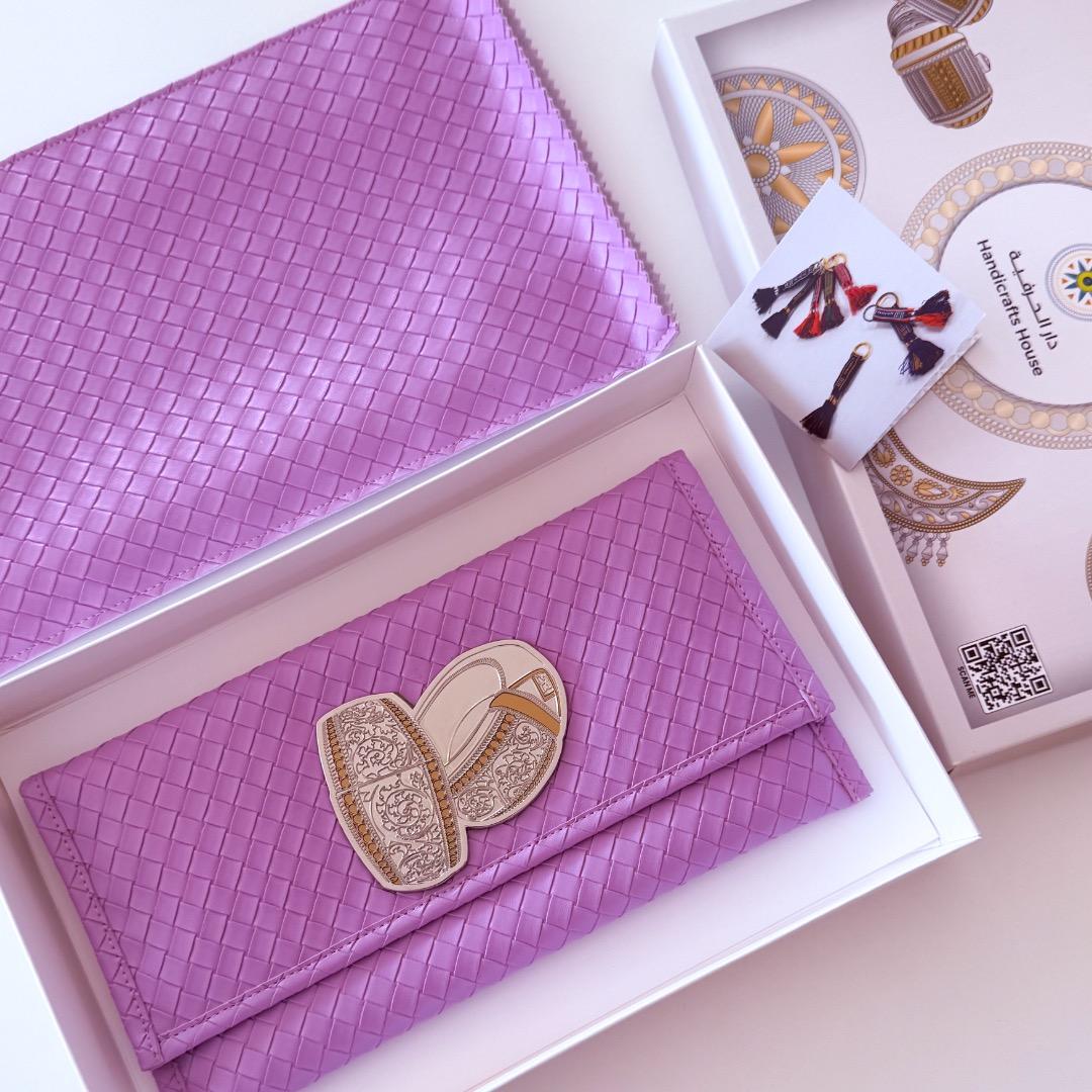 オマーン万博 ハンドメイド クラッチバッグ(紫色)