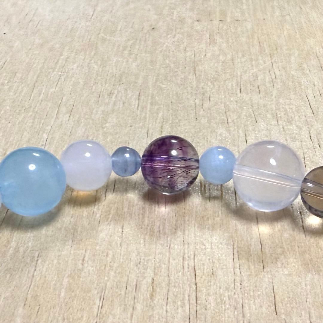 天然琥珀・天然石（ラリマー、アクアマリン、エレスチャルアメジスト等）ブレス