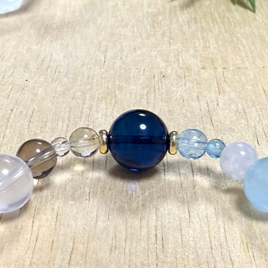 天然琥珀・天然石（ラリマー、アクアマリン、エレスチャルアメジスト等）ブレス