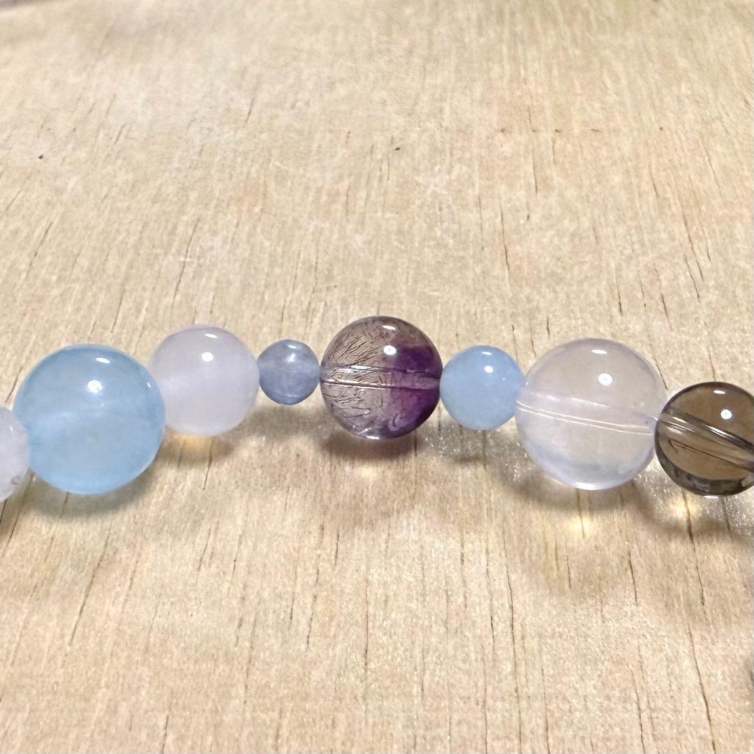 天然琥珀・天然石（ラリマー、アクアマリン、エレスチャルアメジスト等）ブレス