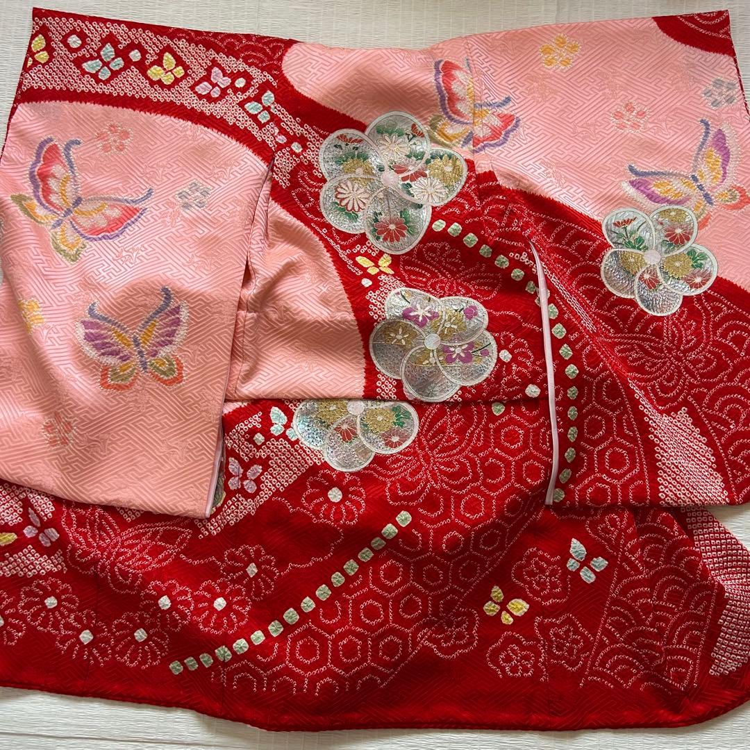 七五三 3歳 フルセット 絞り 着物 正絹 被布 刺繍 三歳 草履 753 刺繍