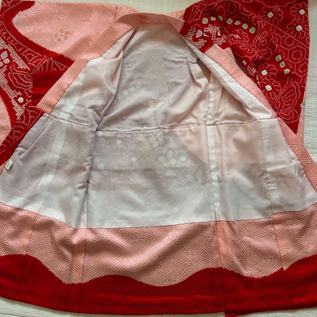 七五三 3歳 フルセット 絞り 着物 正絹 被布 刺繍 三歳 草履 753 刺繍