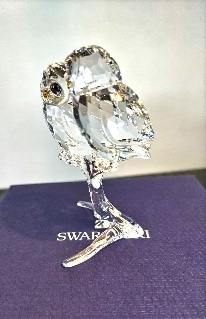 美品　スワロフスキー　フクロウのカップル　箱付　Owl Couple　置物