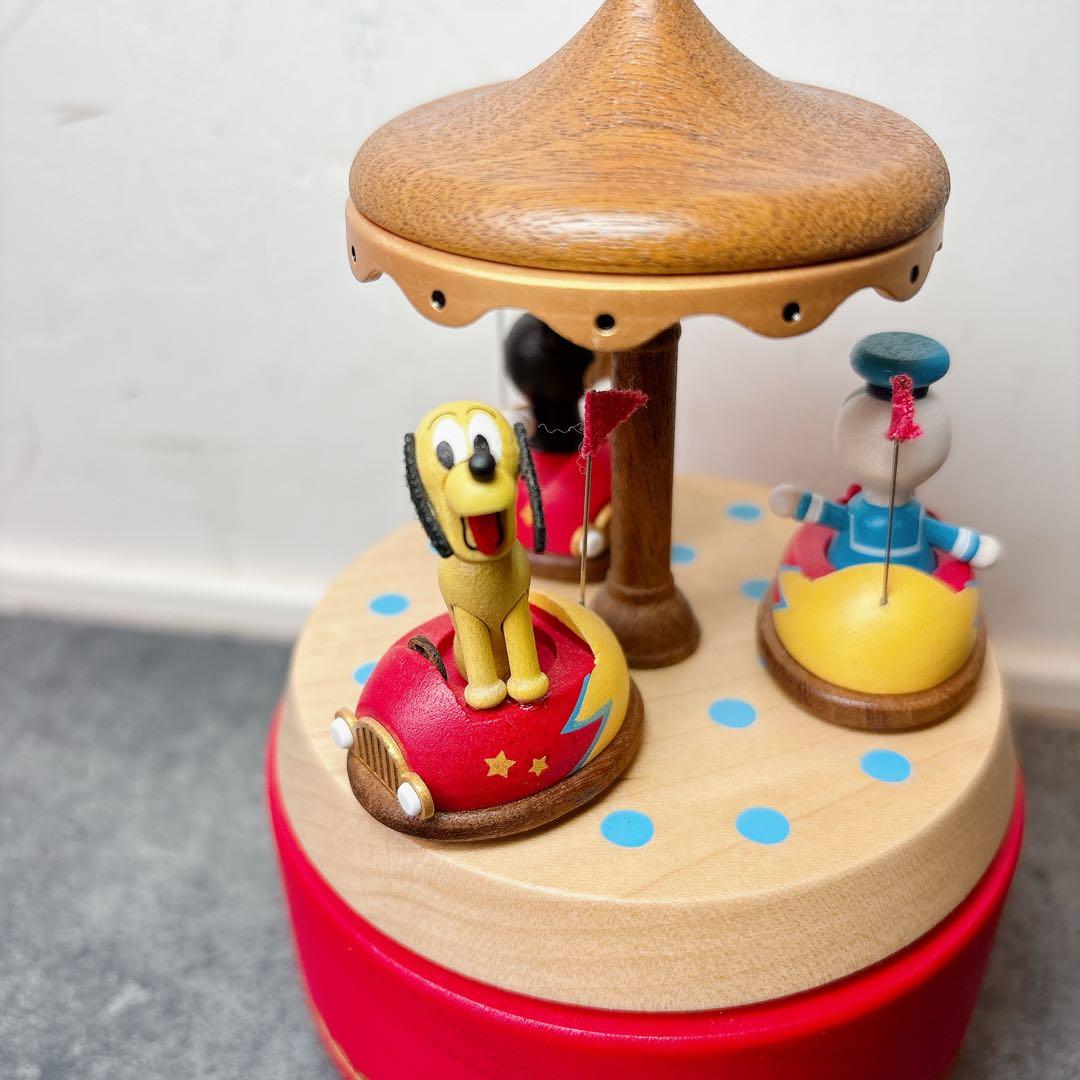 極美品 ディズニー 木製からくりオルゴール ミッキー ドナルド