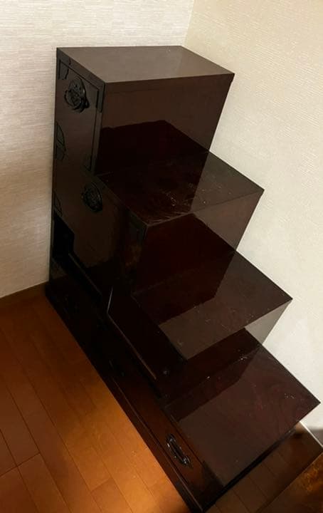 筑後民藝家具　筑後民芸 民芸家具 階段箪笥 彩り階段チェスト 右下がり