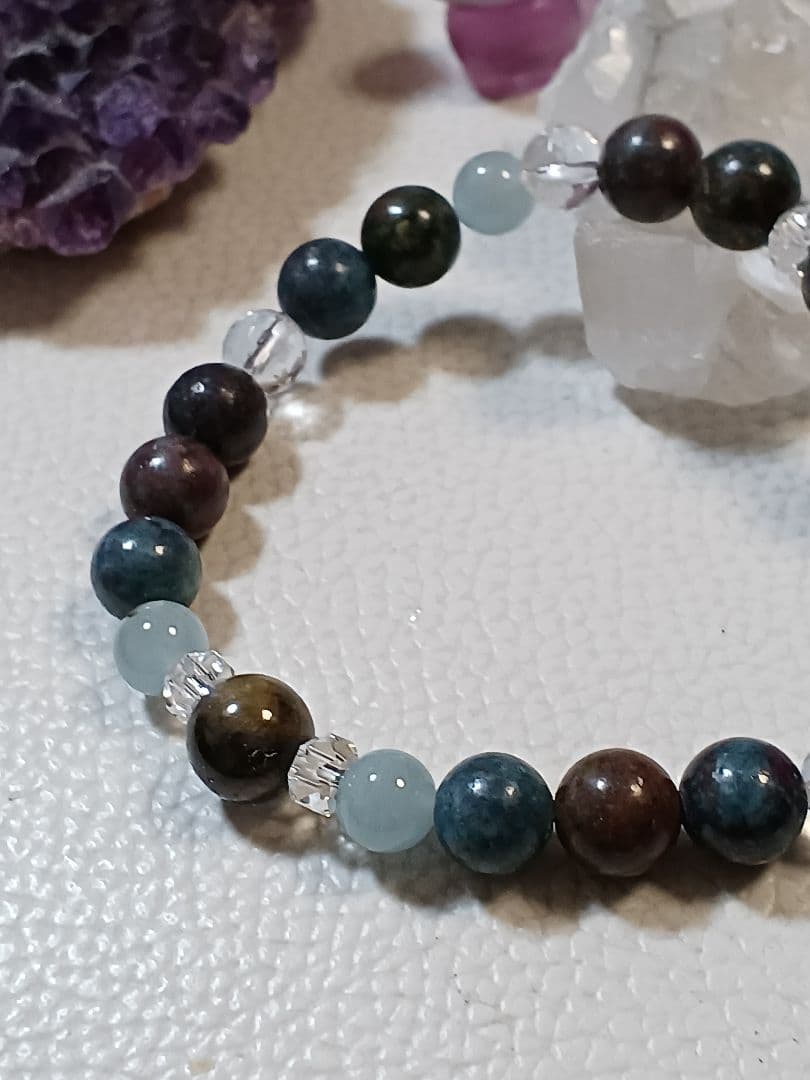 No.40　天然石　お守り　ブレスレ　ルビーinカイヤナイト　1