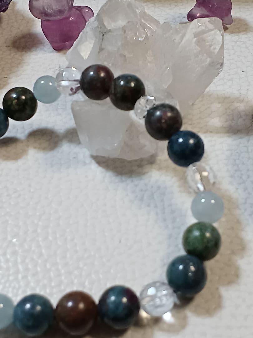 No.40　天然石　お守り　ブレスレ　ルビーinカイヤナイト　1