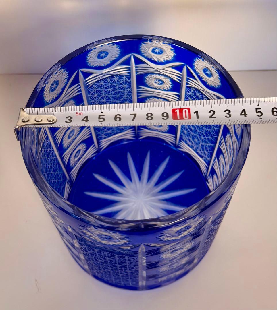 江戸切子 水指 茶道具 伝統工芸 ガラス 切子 籠目 義山 水指 江戸 $$$